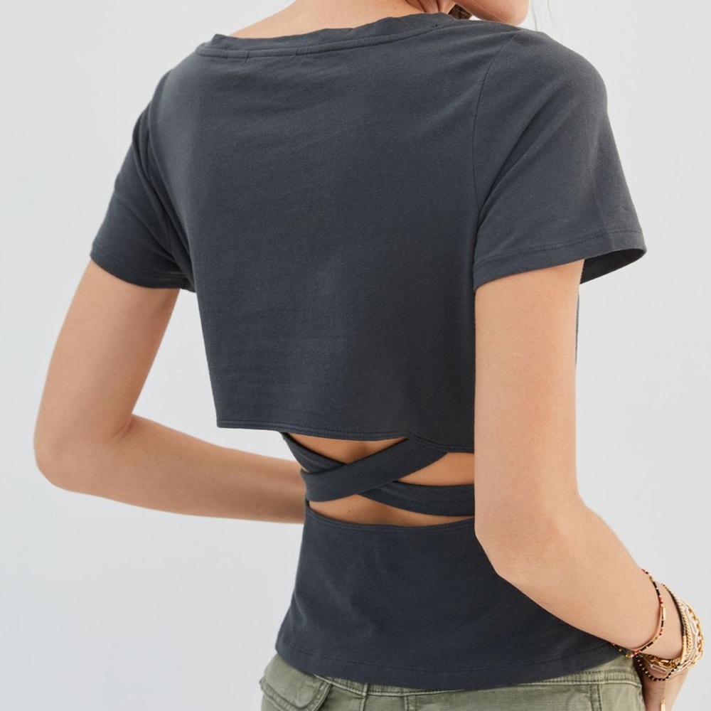 NWT - Maeve by Anthropologie - Backless Wrap Tee - Black - Small
